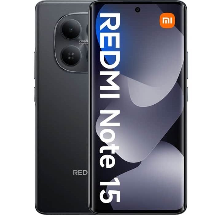 Xiaomi Redmi Note 15 de 128 GB en negro con la pantalla encendida