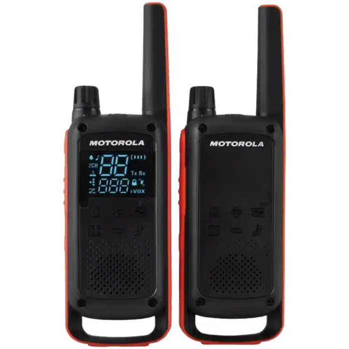 Motorola Talkabout T82 Two-Way Negro/ Naranja Pack de 2 – Walkie Talkie 16 canales