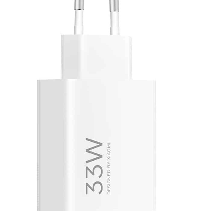 Cargador Xiaomi de 33 W en blanco con puerto USB tipo A