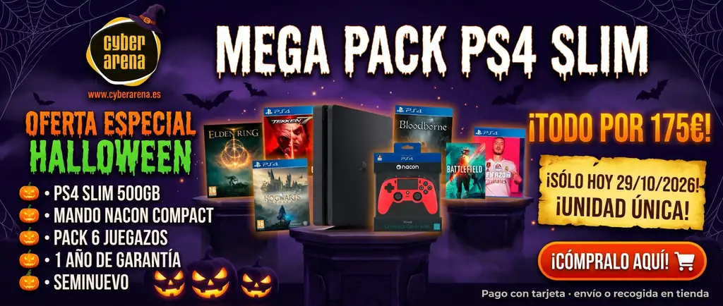 Mega Pack PS4 Slim + 6 juegos + mando Nacon por 175 €